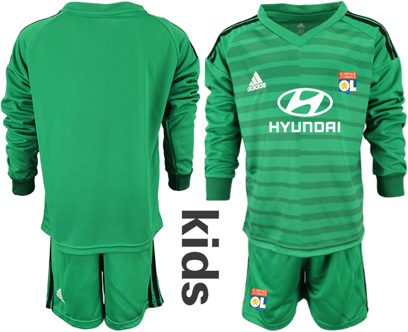 2018_2019 Club Olympique Lyonnais green long sleeve Youth goalkeeper soccer jerseys